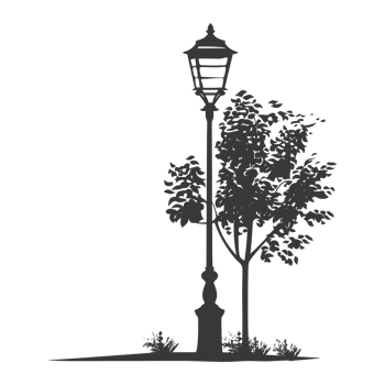 AI generated Silhouette Park lamp black color only png