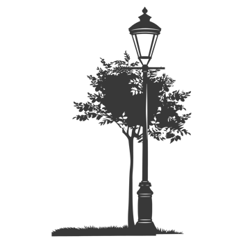 AI generated Silhouette Park lamp black color only png