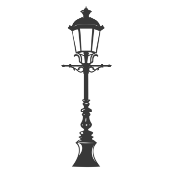 AI generated Silhouette Park lamp black color only png