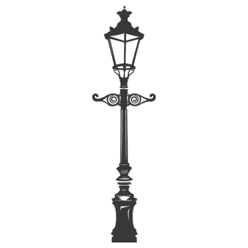 AI generated Silhouette Park lamp black color only png