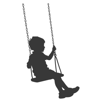 AI generated Silhouette little boy playing swing in the playground black color only png