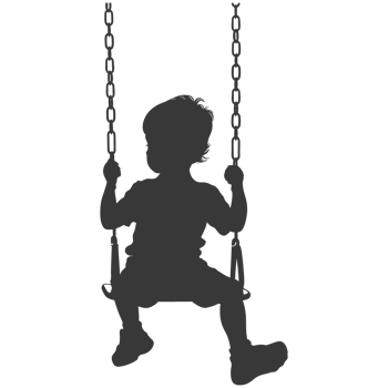 AI generated Silhouette little boy playing swing in the playground black color only png