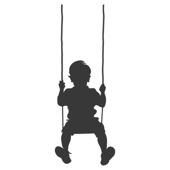 AI generated Silhouette little boy playing swing in the playground black color only png