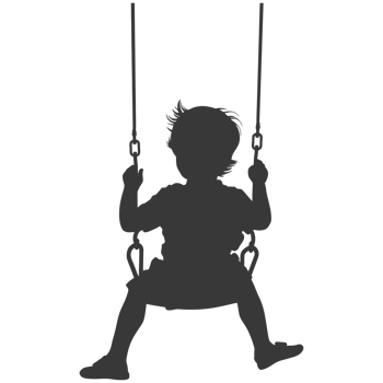 AI generated Silhouette little boy playing swing in the playground black color only png