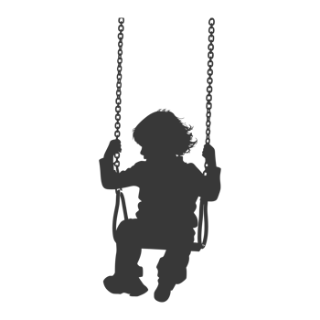 AI generated Silhouette little boy playing swing in the playground black color only png
