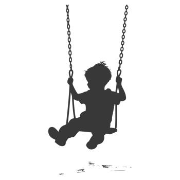 AI generated Silhouette little boy playing swing in the playground black color only png