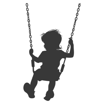 AI generated Silhouette little boy playing swing in the playground black color only png
