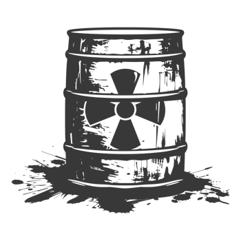 AI generated Silhouette of drum or barrel with radioactive symbol black color only png