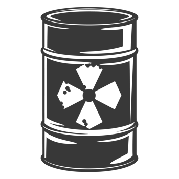 AI generated Silhouette of drum or barrel with radioactive symbol black color only png