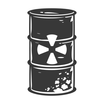 AI generated Silhouette of drum or barrel with radioactive symbol black color only png