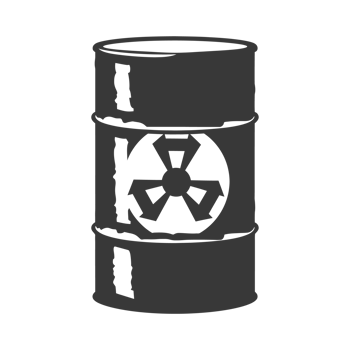 AI generated Silhouette of drum or barrel with radioactive symbol black color only png