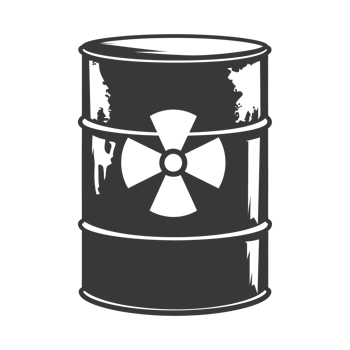 AI generated Silhouette of drum or barrel with radioactive symbol black color only png