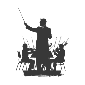 AI generated Silhouette orchestra conductor in action black color only png