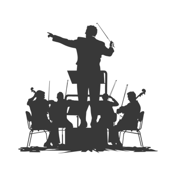 AI generated Silhouette orchestra conductor in action black color only png