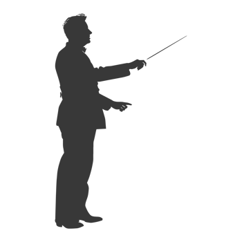 AI generated Silhouette orchestra conductor in action black color only png
