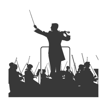 AI generated Silhouette orchestra conductor in action black color only png