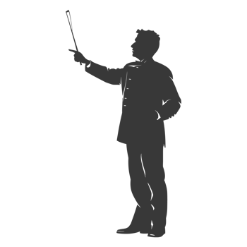 AI generated Silhouette orchestra conductor in action black color only png