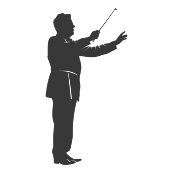 AI generated Silhouette orchestra conductor in action black color only png