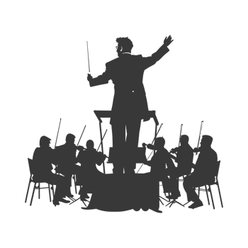 AI generated Silhouette orchestra conductor in action black color only png