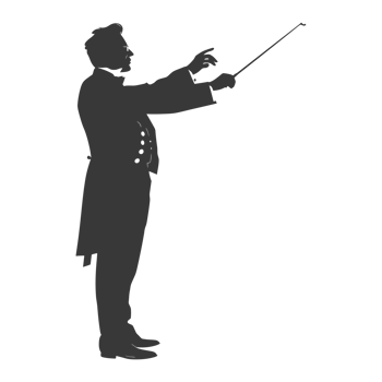 AI generated Silhouette orchestra conductor in action black color only png