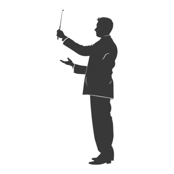 AI generated Silhouette orchestra conductor in action black color only png