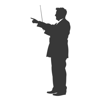 AI generated Silhouette orchestra conductor in action black color only png