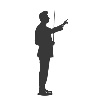 AI generated Silhouette orchestra conductor in action black color only png