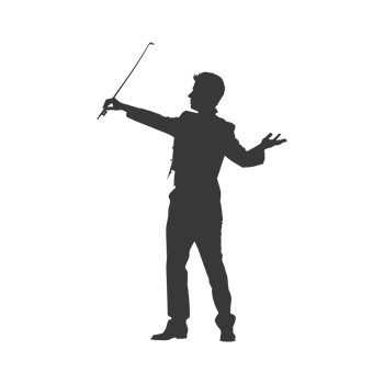 AI generated Silhouette orchestra conductor in action black color only png