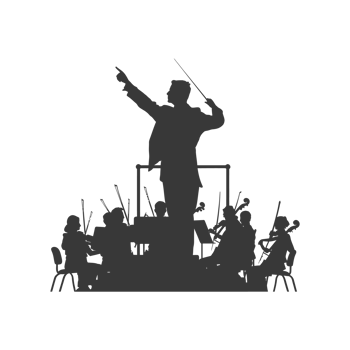 AI generated Silhouette orchestra conductor in action black color only png