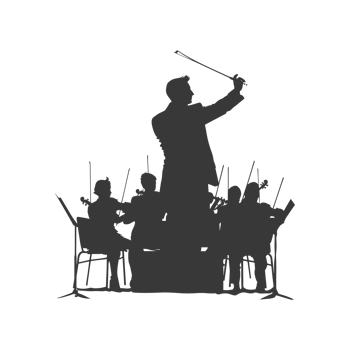 AI generated Silhouette orchestra conductor in action black color only png