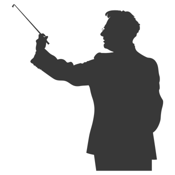 AI generated Silhouette orchestra conductor in action black color only png