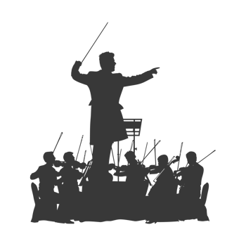 AI generated Silhouette orchestra conductor in action black color only png