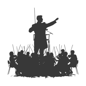 AI generated Silhouette orchestra conductor in action black color only png