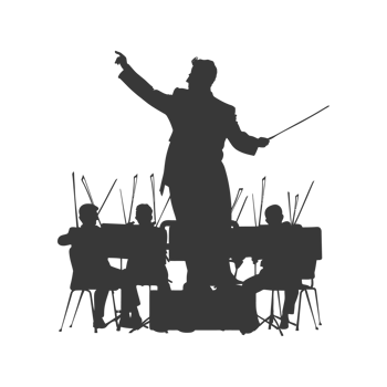 AI generated Silhouette orchestra conductor in action black color only png