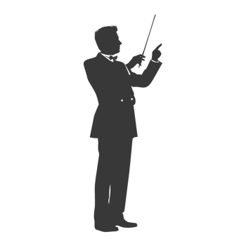 AI generated Silhouette orchestra conductor in action black color only png