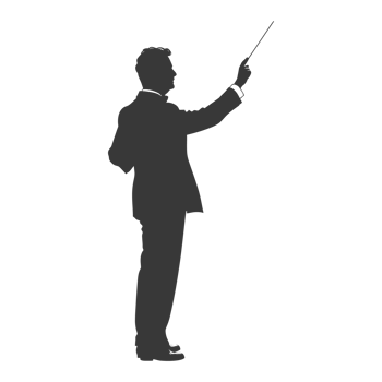 AI generated Silhouette orchestra conductor in action black color only png
