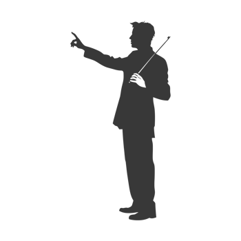 AI generated Silhouette orchestra conductor in action black color only png