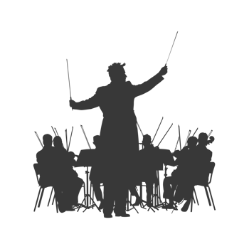 AI generated Silhouette orchestra conductor in action black color only png