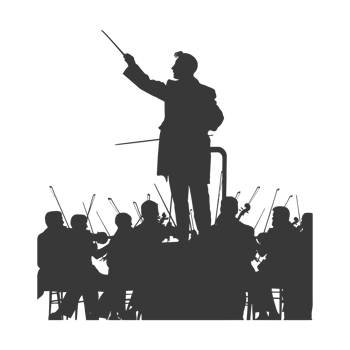 AI generated Silhouette orchestra conductor in action black color only png