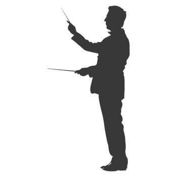AI generated Silhouette orchestra conductor in action black color only png