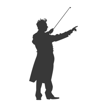 AI generated Silhouette orchestra conductor in action black color only png