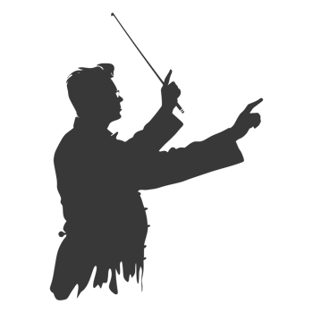 AI generated Silhouette orchestra conductor in action black color only png