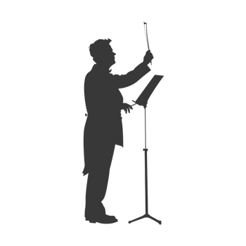 AI generated Silhouette orchestra conductor in action black color only png