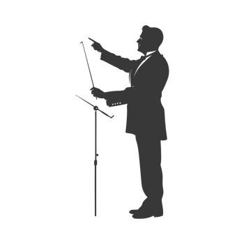 AI generated Silhouette orchestra conductor in action black color only png