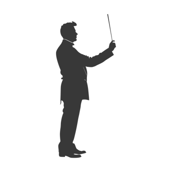 AI generated Silhouette orchestra conductor in action black color only png