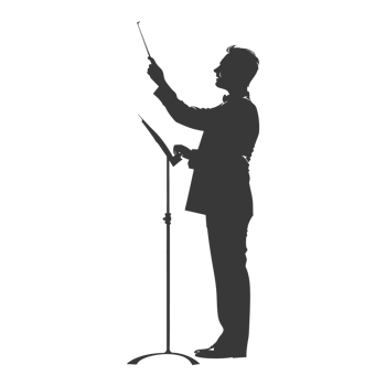 AI generated Silhouette orchestra conductor in action black color only png