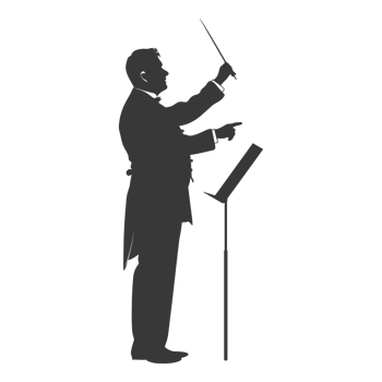 AI generated Silhouette orchestra conductor in action black color only png