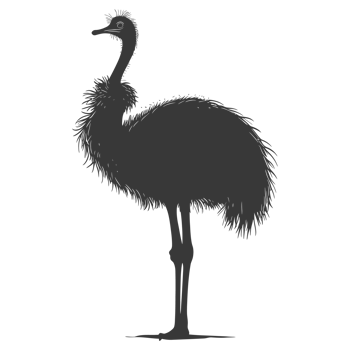 AI generated Silhouette ostrich animal black color only full body png