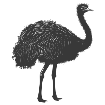 AI generated Silhouette ostrich animal black color only full body png