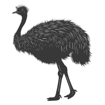 AI generated Silhouette ostrich animal black color only full body png